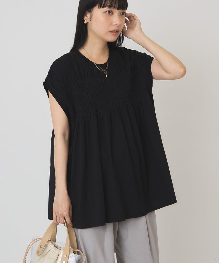 AMERICAN HOLIC「【接触冷感・UVカット】シャーリングプルオーバー」|Tシャツ・カットソー|Black