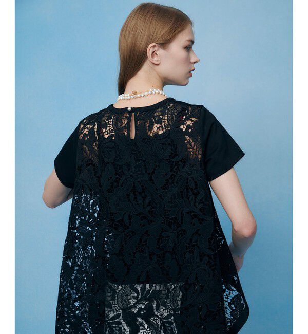 LOULOU WILLOUGHBY「レースドッキングロングＴシャツ」|Tシャツ・カットソー|ブラック