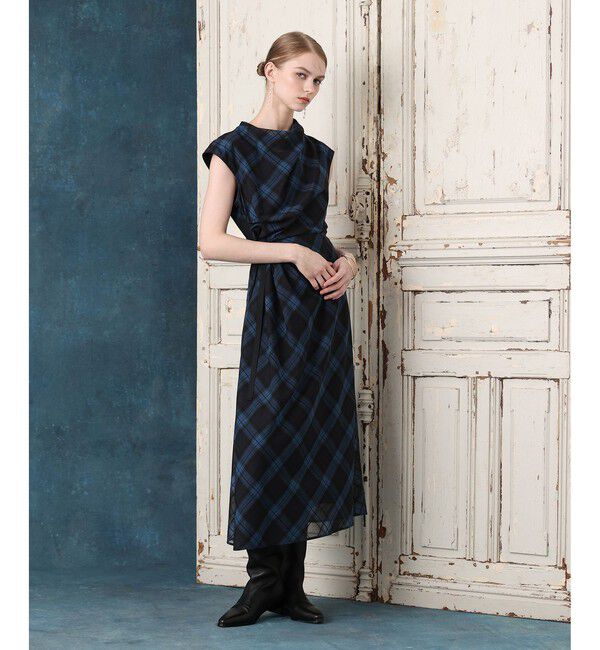 LOULOU WILLOUGHBY「【LOULOU WILLOUGHBY】ドレープチェックワンピース」|ワンピース|