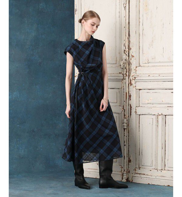 LOULOU WILLOUGHBY「【LOULOU WILLOUGHBY】ドレープチェックワンピース」|ワンピース|