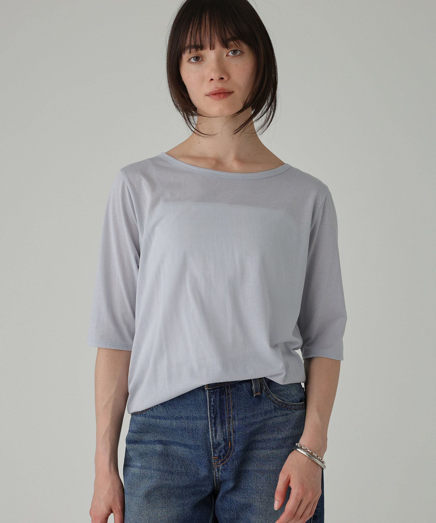 BABYLONE「五分袖シアーTシャツ」|Tシャツ・カットソー|ｸﾞﾚｰ