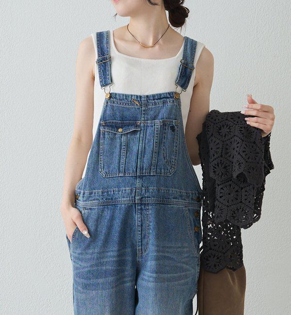  「綿麻デニムサロペット」|デニム|