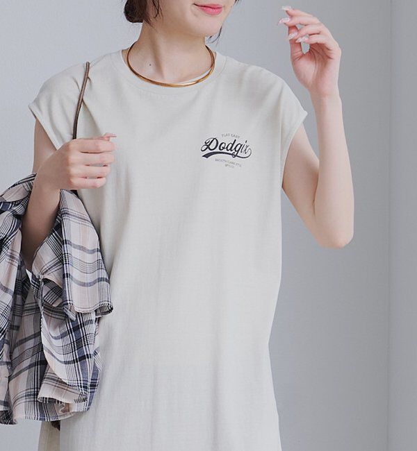  「USAコットンフレンチスリーブカットソーワンピース」|ワンピース|