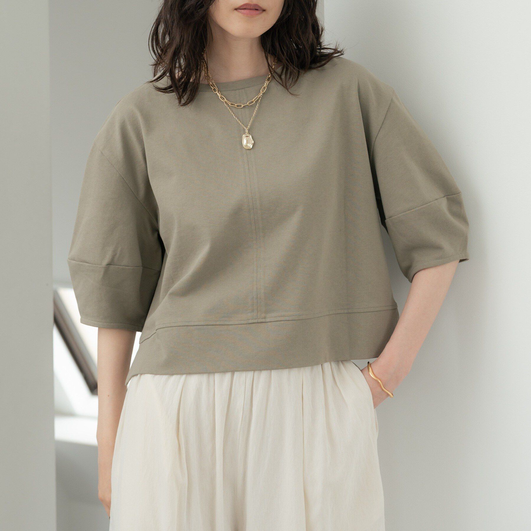 GALLEST「ハーフスリーブフォルムカットソー【再入荷／マシンウォッシュ／接触冷感】」|Tシャツ・カットソー|