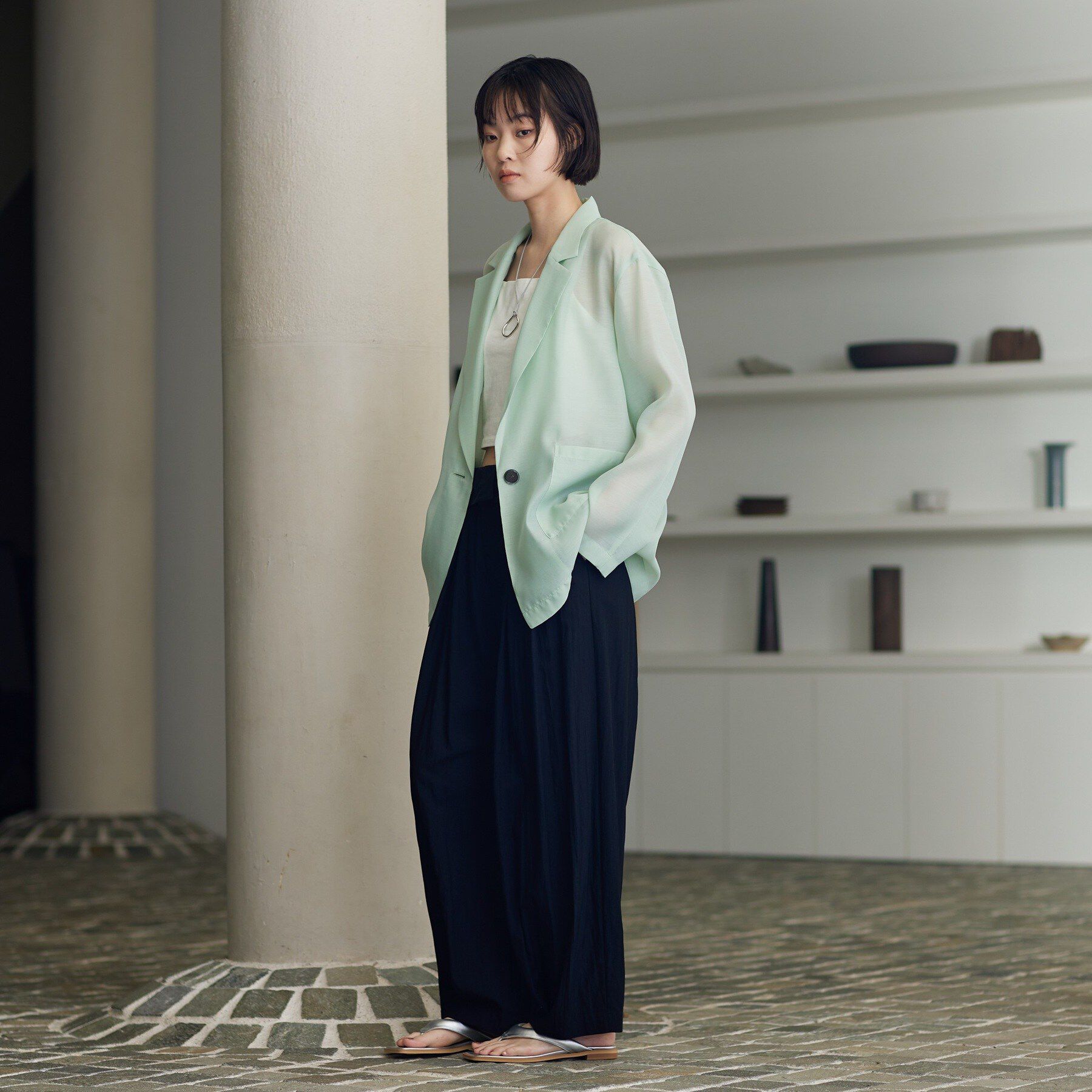GALLEST「シアーシャツジャケット【接触冷感】」|テーラードジャケット|