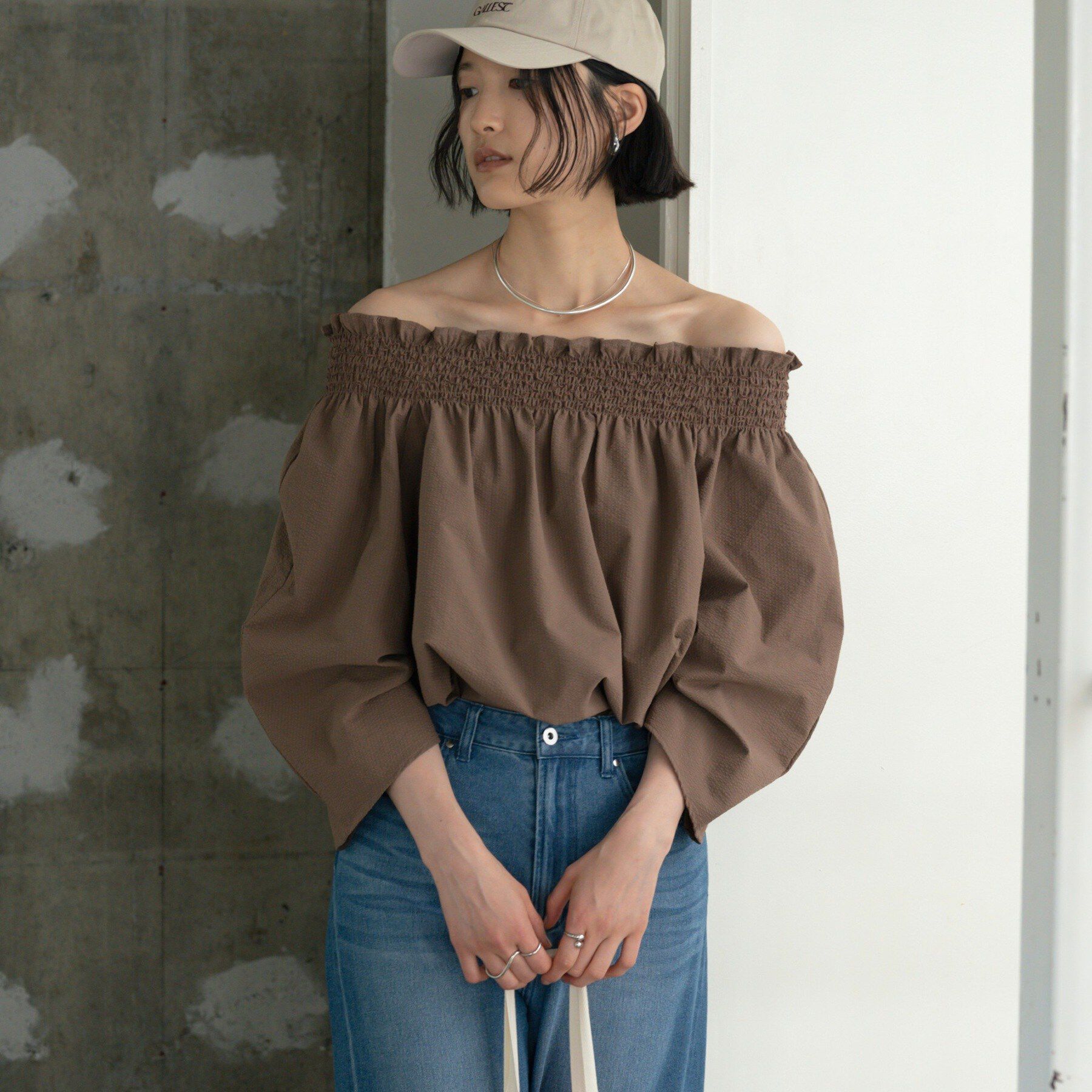GALLEST「サッカーオフショルブラウス【再入荷／2WAY】」|シャツ・ブラウス|モカブラウン(042