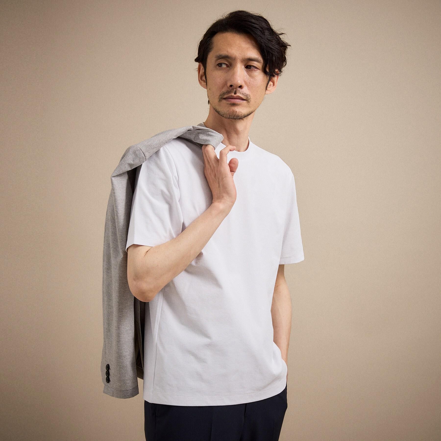TAKEO KIKUCHI「【汗染み軽減/接触冷感】テーラード Tシャツ」|Tシャツ・カットソー|ホワイト(001)
