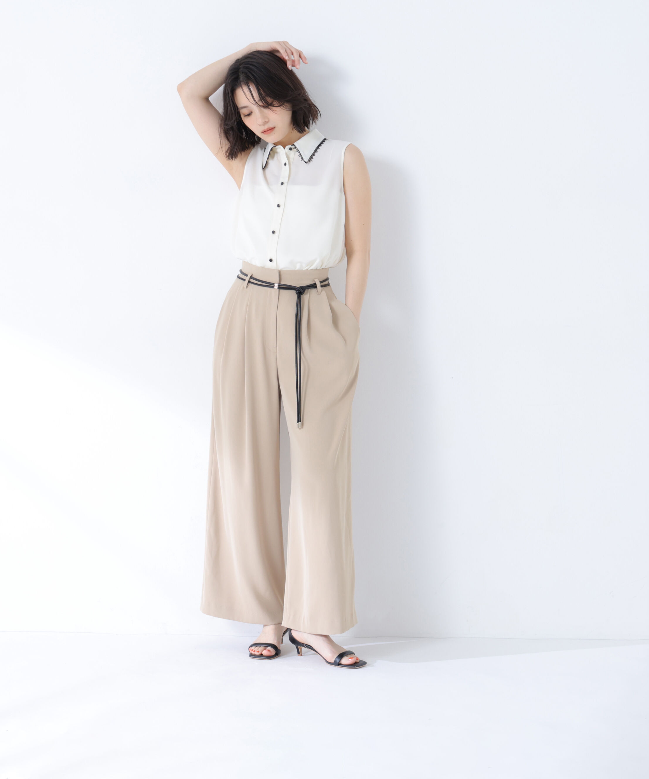  「〈山本里菜さんコラボ〉レーストリミングカラーブラウス」|シャツ・ブラウス|