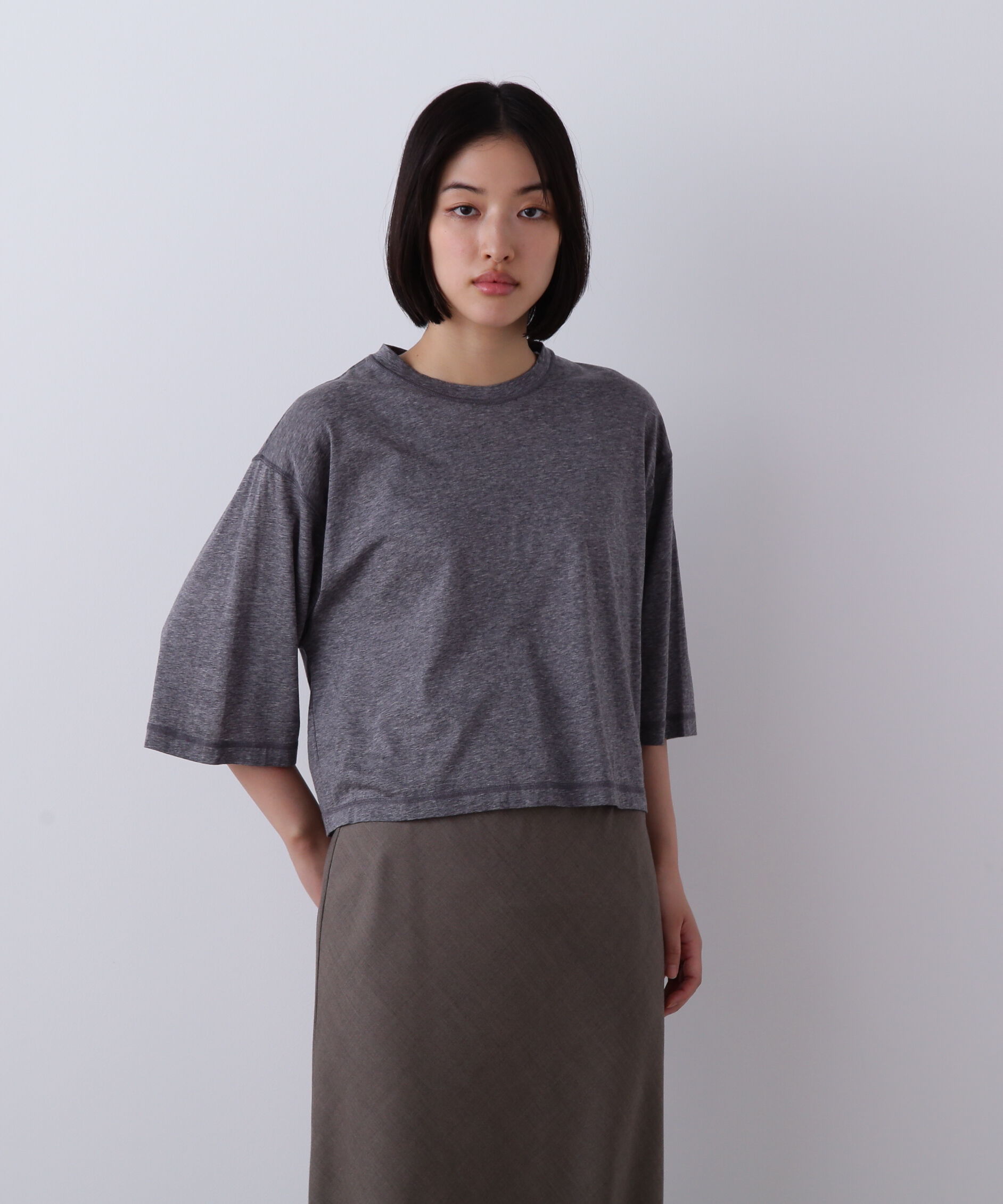 YLEVE 「YLEVE / COTTON SHEER JERSEY SHORT SLEEVE」|Tシャツ・カットソー|グレー