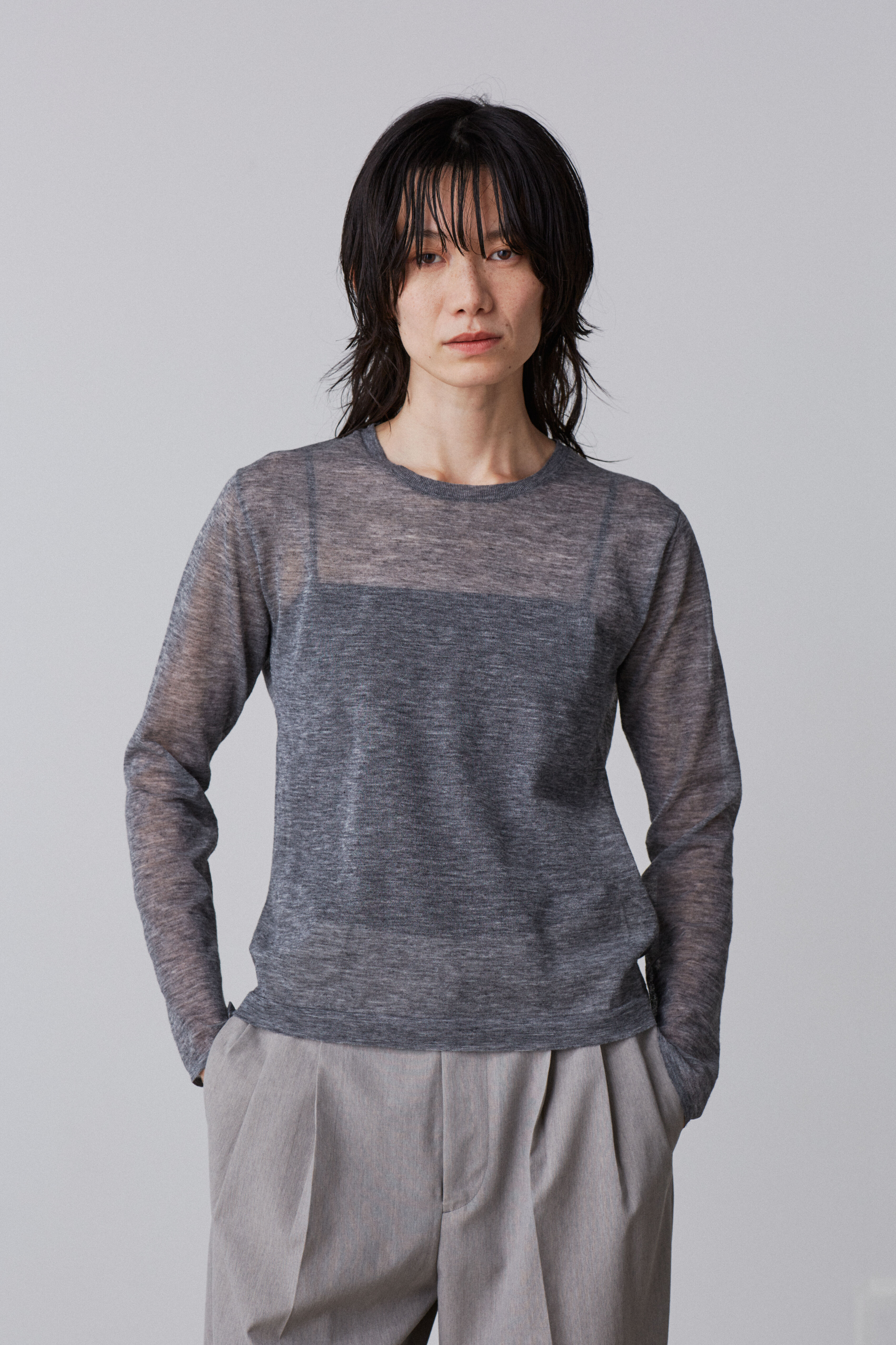 YLEVE 「YLEVE / POLYESTER RAMIE SHEER KNIT PULL OVER」|ニット・セーター|