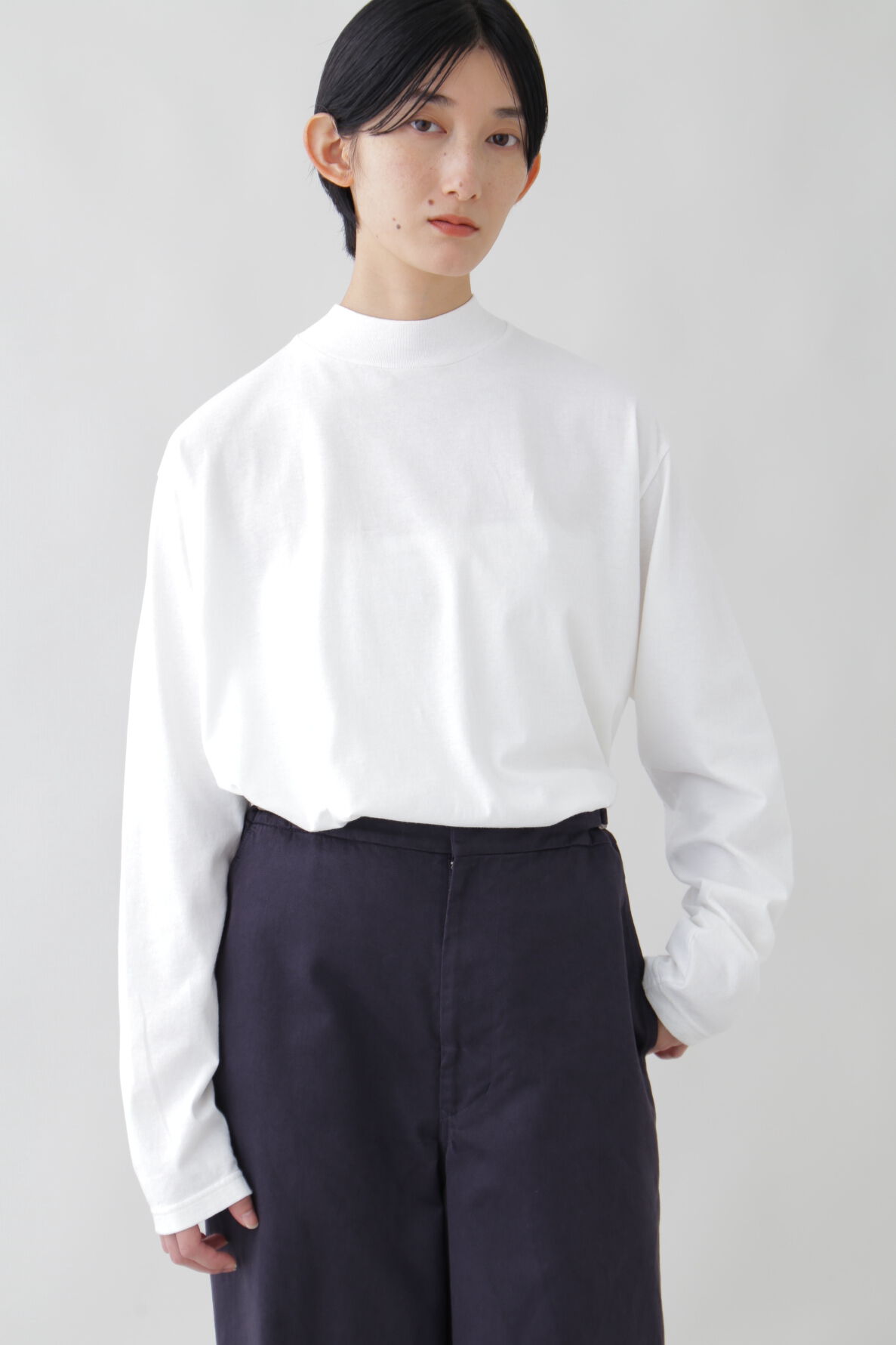 YLEVE 「Ｙ / ORGANIC COTTON JERSEY MOCK NECK L/S T」|Tシャツ・カットソー|ホワイト