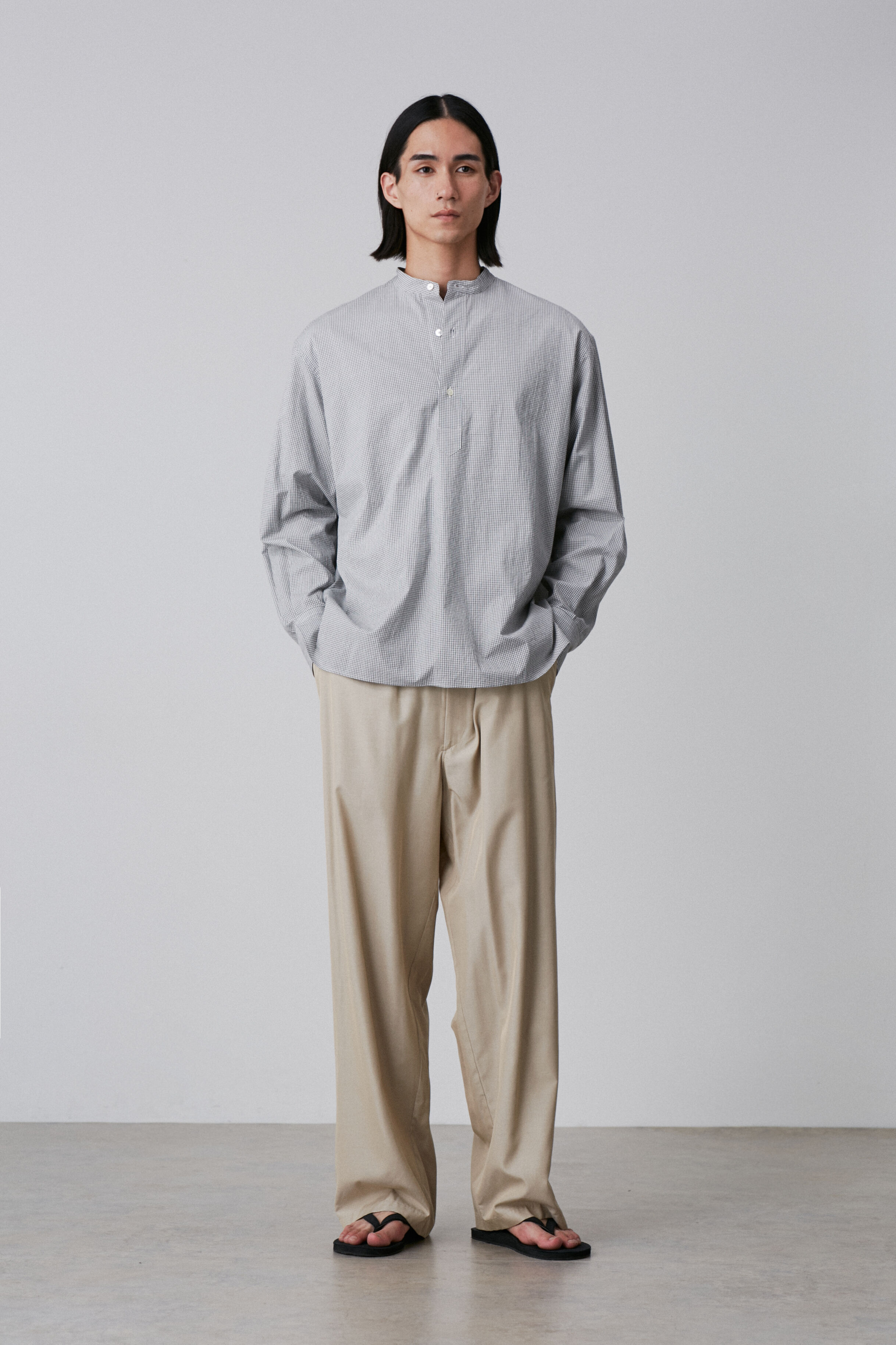 YLEVE 「YLEVE / COTTON STRIPE CHECK PULL OVER SHIRT」|シャツ・ブラウス|