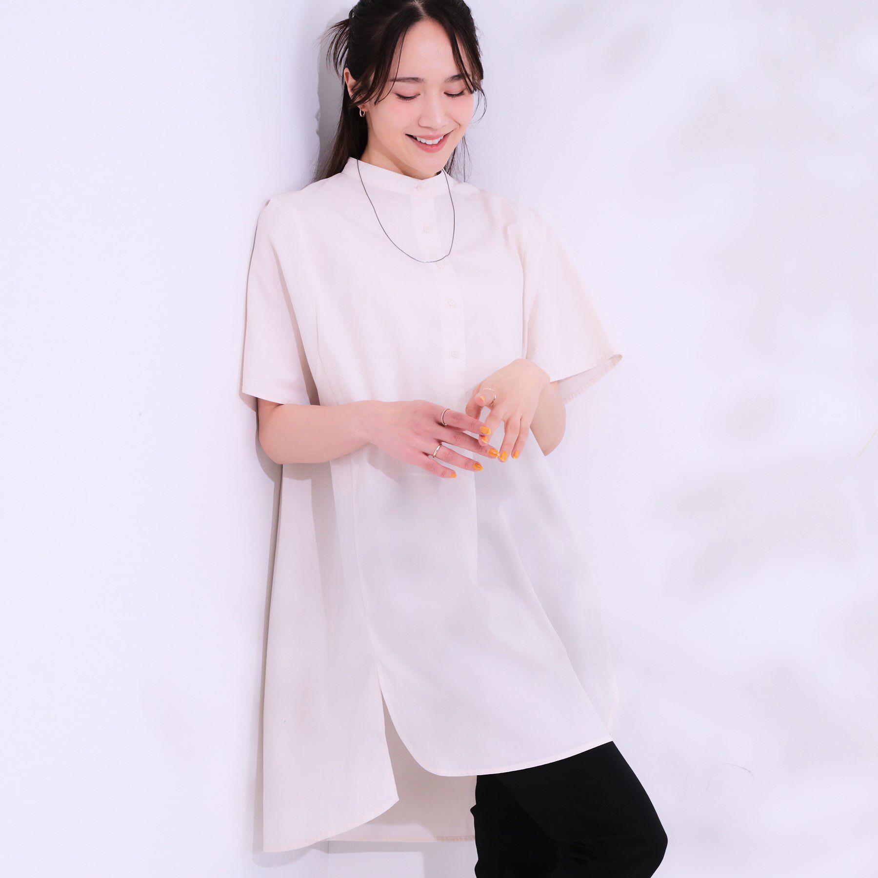 SHOO･LA･RUE「【洗える】体型きれい見え チュニックワンピース」|チュニック|ライトベージュ(05