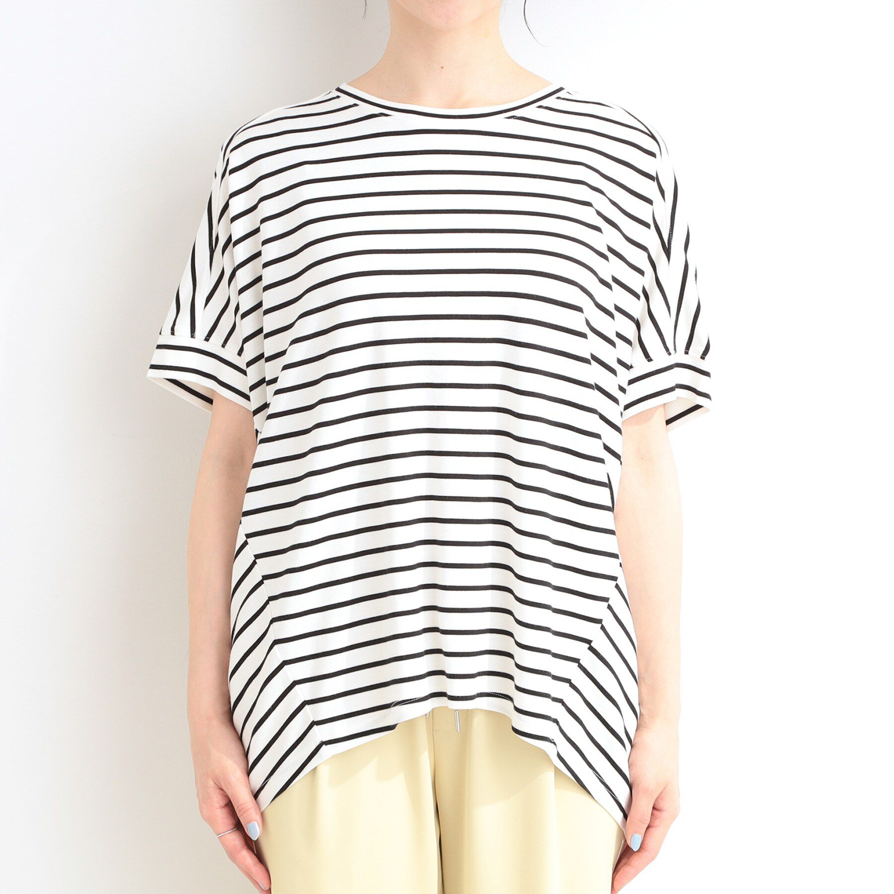 SHOO･LA･RUE「【ひんやり/UV/S-LL/体型カバー】バックギャザーでこなれ見え ひやとろドルマンTシャツ」|Tシャツ・カットソー|