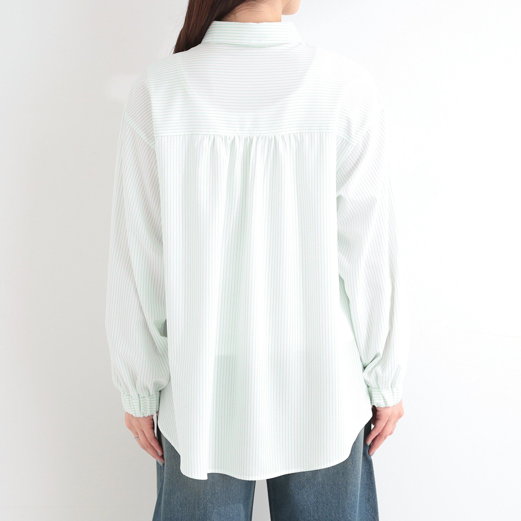 SHOO･LA･RUE「【ひんやり/UV/吸水速乾/洗濯後しわになりにくい】ラッシュガードにもなる ストライプシャツ」|シャツ・ブラウス|