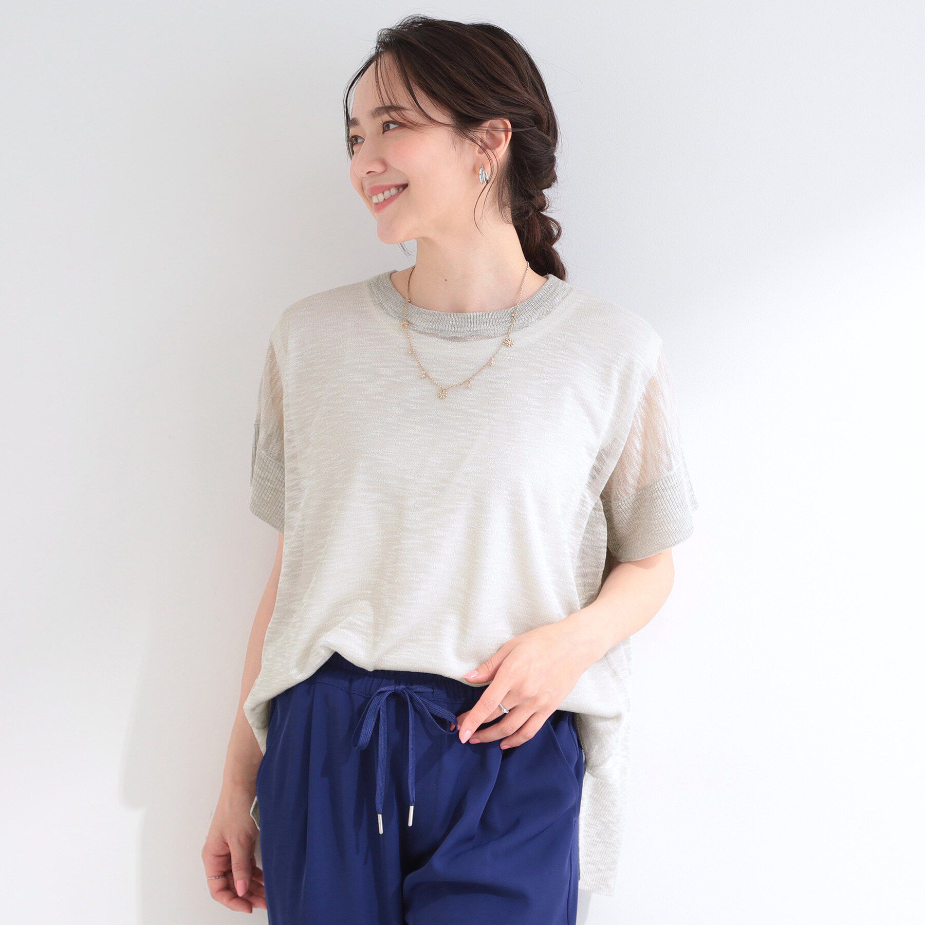 SHOO･LA･RUE「【2点セット/S-LL/体型カバー】大人のこなれレイヤード シアーニット+タンクトップ」|その他|