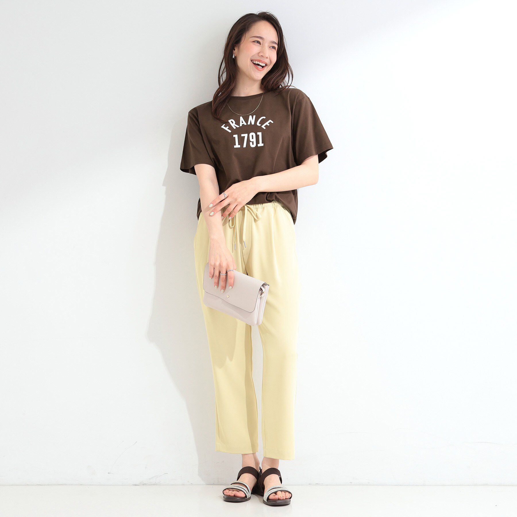 SHOO･LA･RUE「【洗濯機可/S-LL】サラサラ感がここちいい 大人のひんやりプリントTシャツ」|Tシャツ・カットソー|