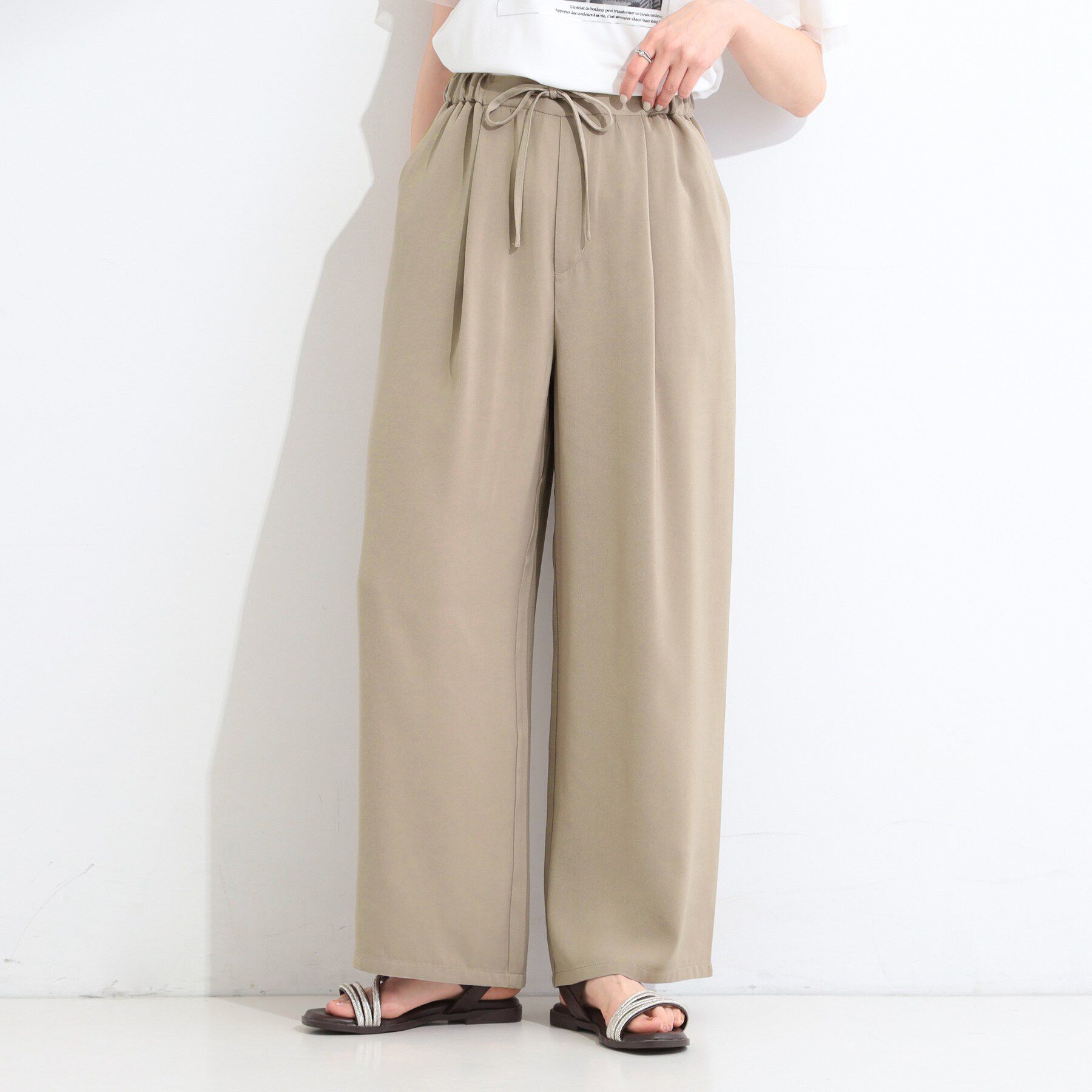 SHOO･LA･RUE「【洗濯機可/S-LL】すっきり楽ちん とろみイージーワイドパンツ」|その他|