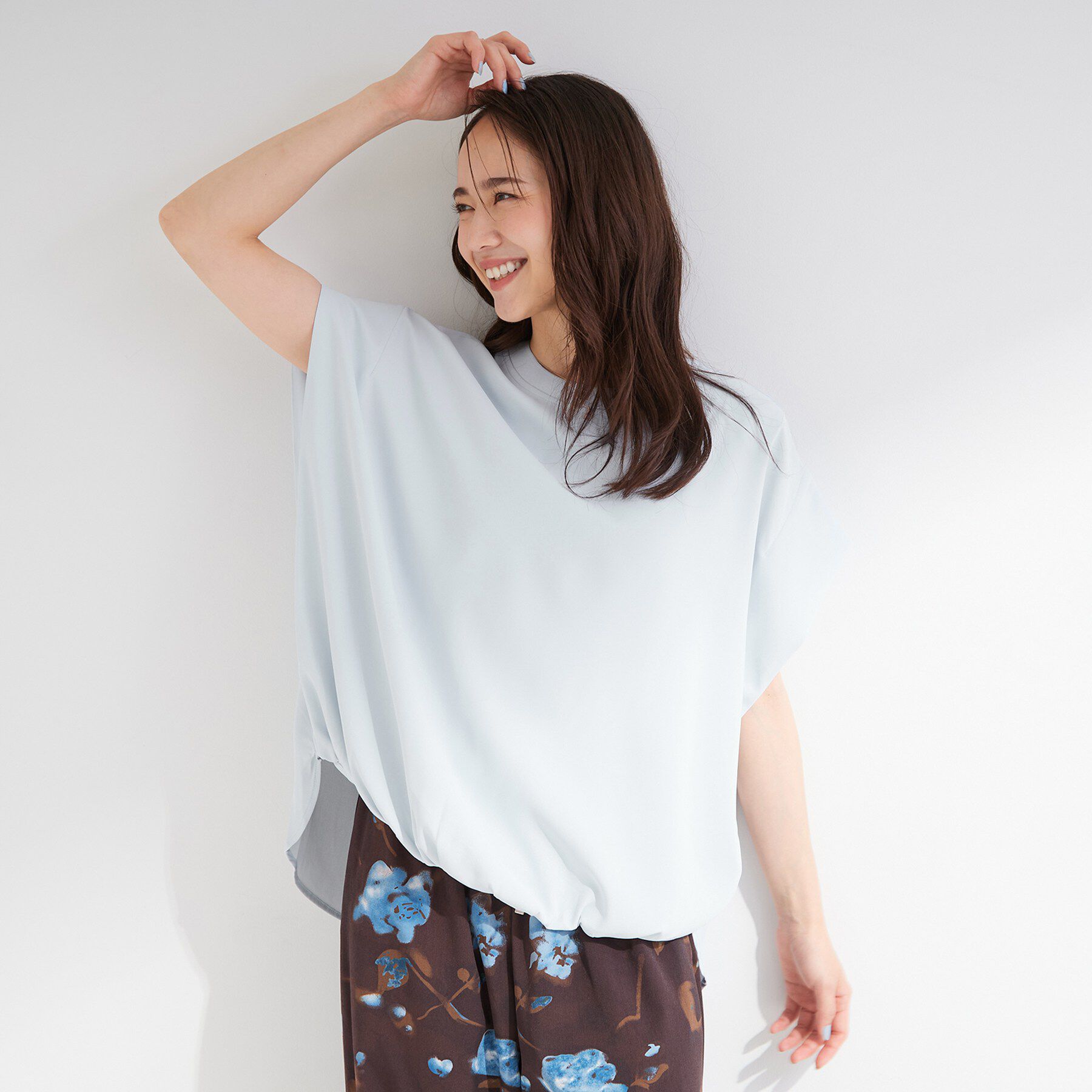 SHOO･LA･RUE「【洗濯機可/体型カバー】インせずこなれる ふんわり裾バルーントップス」|Tシャツ・カットソー|