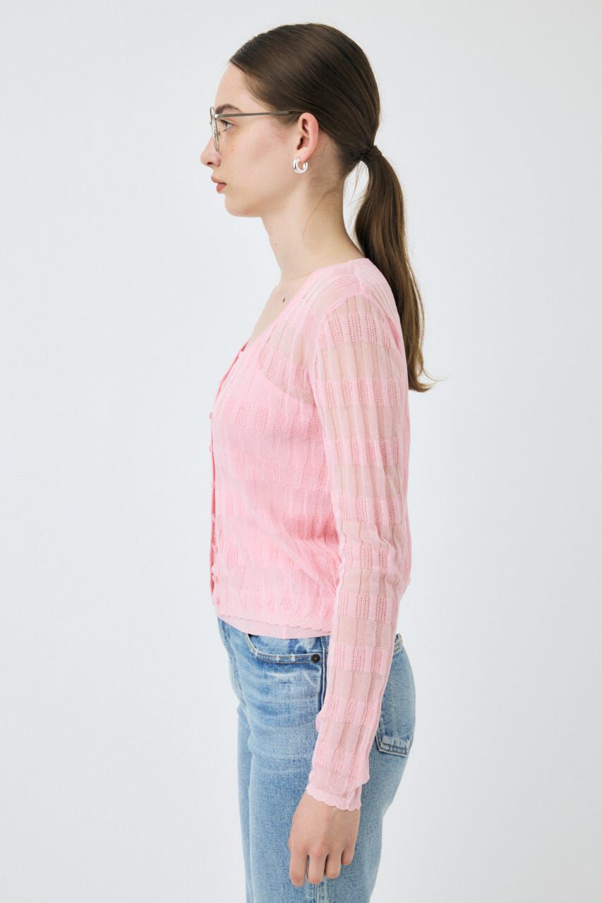 MOUSSY「SHEER BORDER カーディガン」|ニット・セーター|