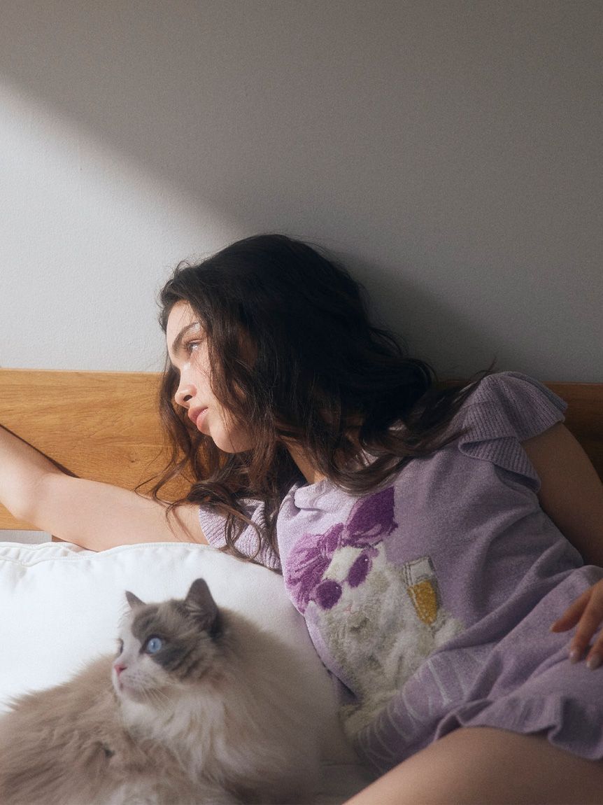 SNIDEL HOME「【WEB限定】【セット商品】セレブバスキャットプルオーバー&ニットフリルショートパンツSET」|ルームウェア|