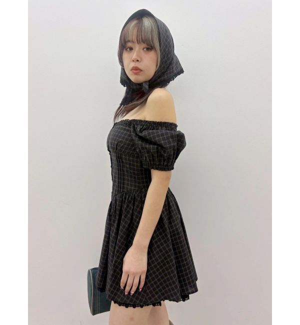 EVRIS「パフスリーブレースドッキングミニワンピース」|ワンピース|