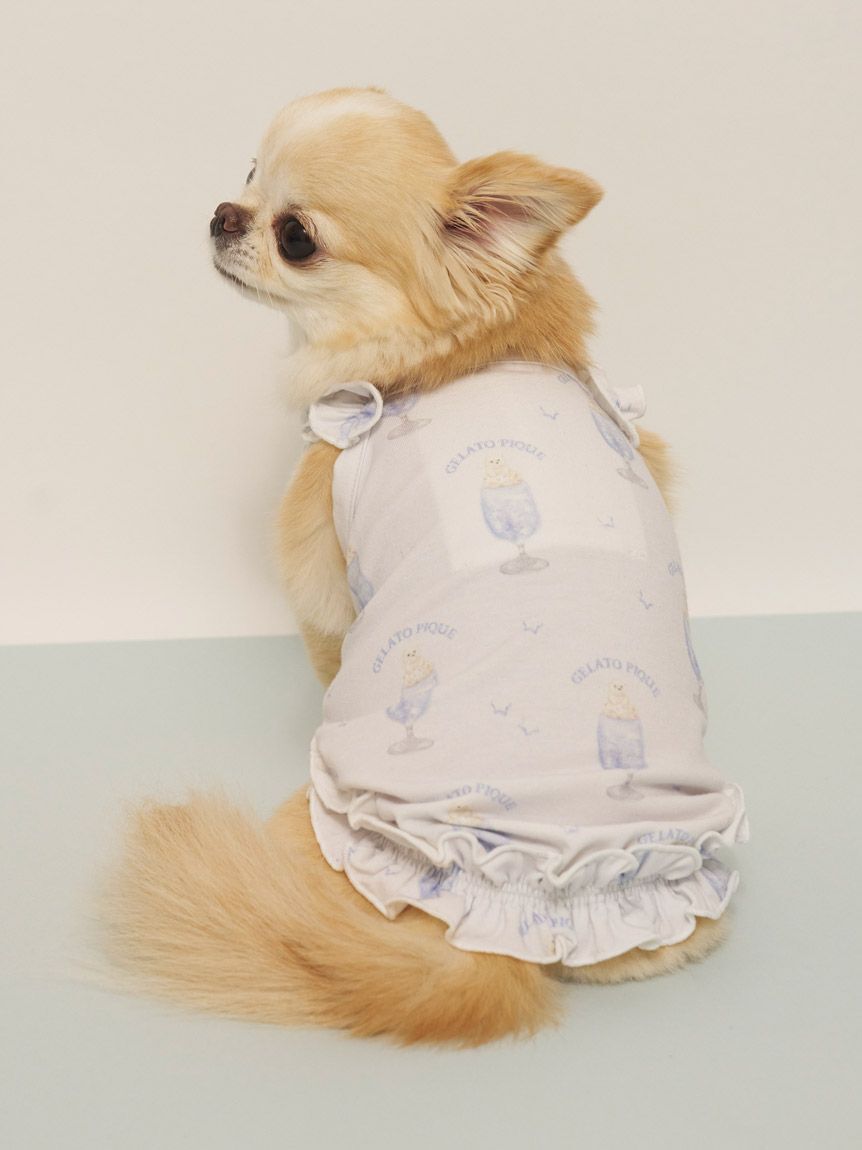  GELATO PIQUE CAT&DOG「【CAT&DOG】【接触冷感】シロクマひんやりスイーツ柄 Coolingフリルプルオーバー」|その他|BLU