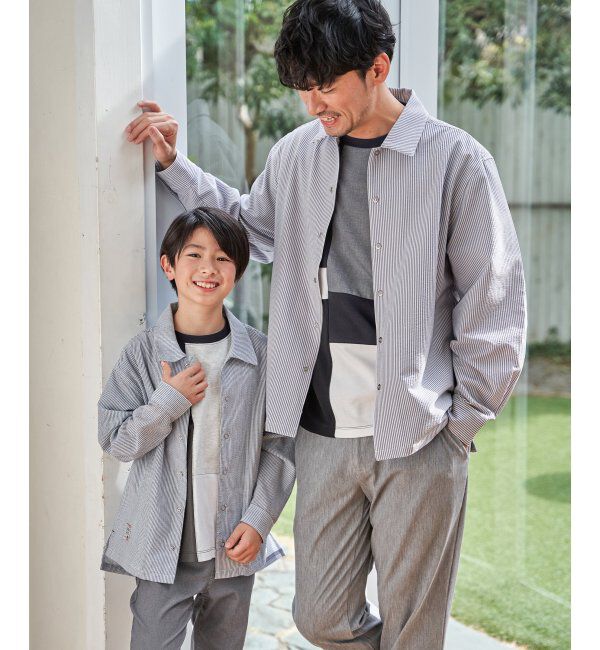 ikka kids「【親子コーデ】サッカースナップシャウター（110~160cm）」|シャツ・ブラウス|