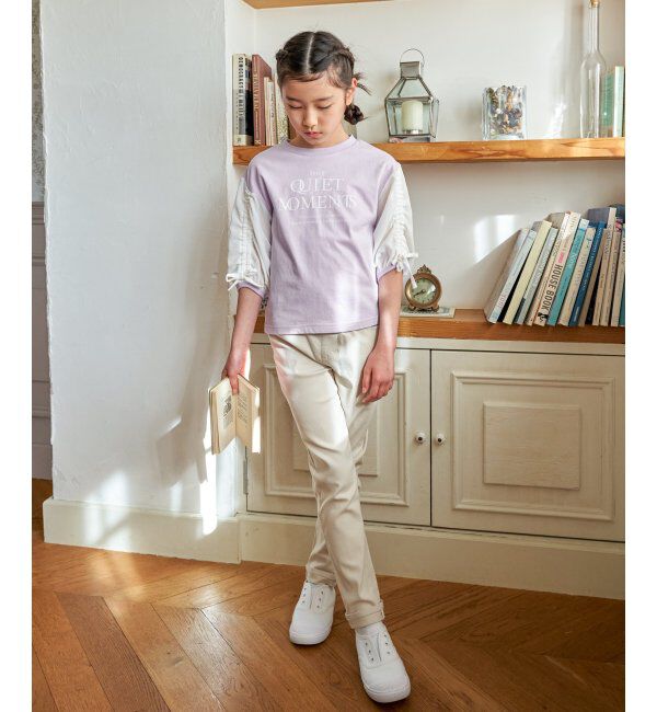 ikka kids「袖布帛シャーリング7分Tシャツ（120~160cm）」|Tシャツ・カットソー|