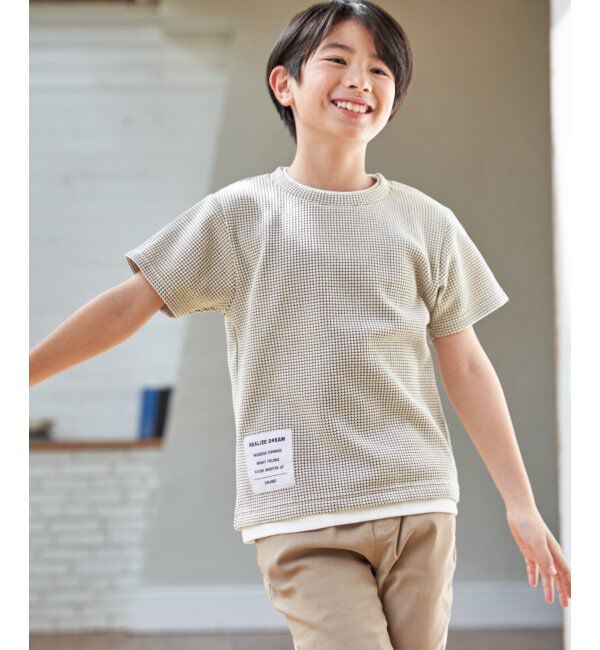 ikka kids「【親子コーデ】冷感ワッフルフェイクTシャツ（120~160cm）」|Tシャツ・カットソー|ベージュ