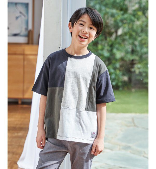 ikka kids「【親子コーデ】冷感ブロックスTシャツ（120~160cm）」|Tシャツ・カットソー|ネイビーブルー