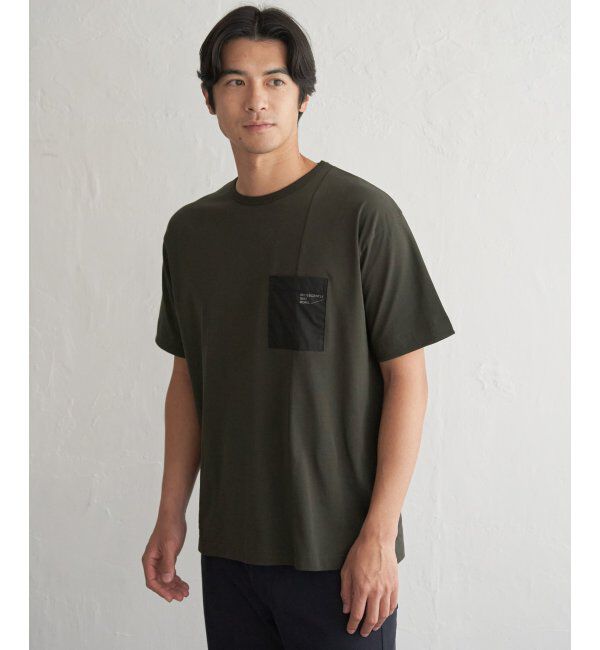 ikka「【接触冷感】DRY布帛コンビポケットTシャツ」|Tシャツ・カットソー|