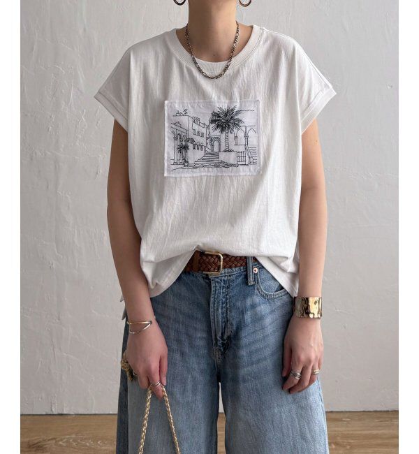 Lbc with Life「冷感フレンチスリーブ刺繍Tシャツ」|その他|