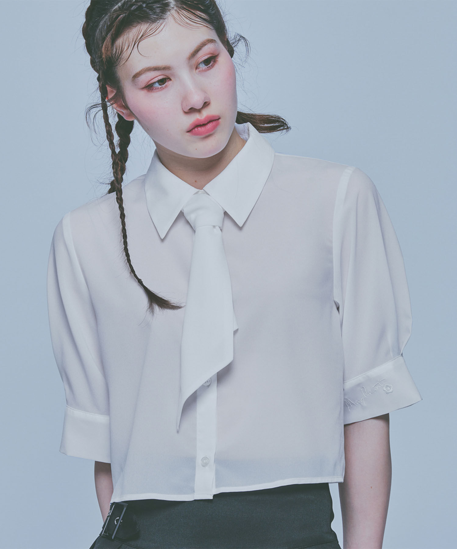 MARY QUANT「スカーフ付きクロップド ブラウス」|シャツ・ブラウス|