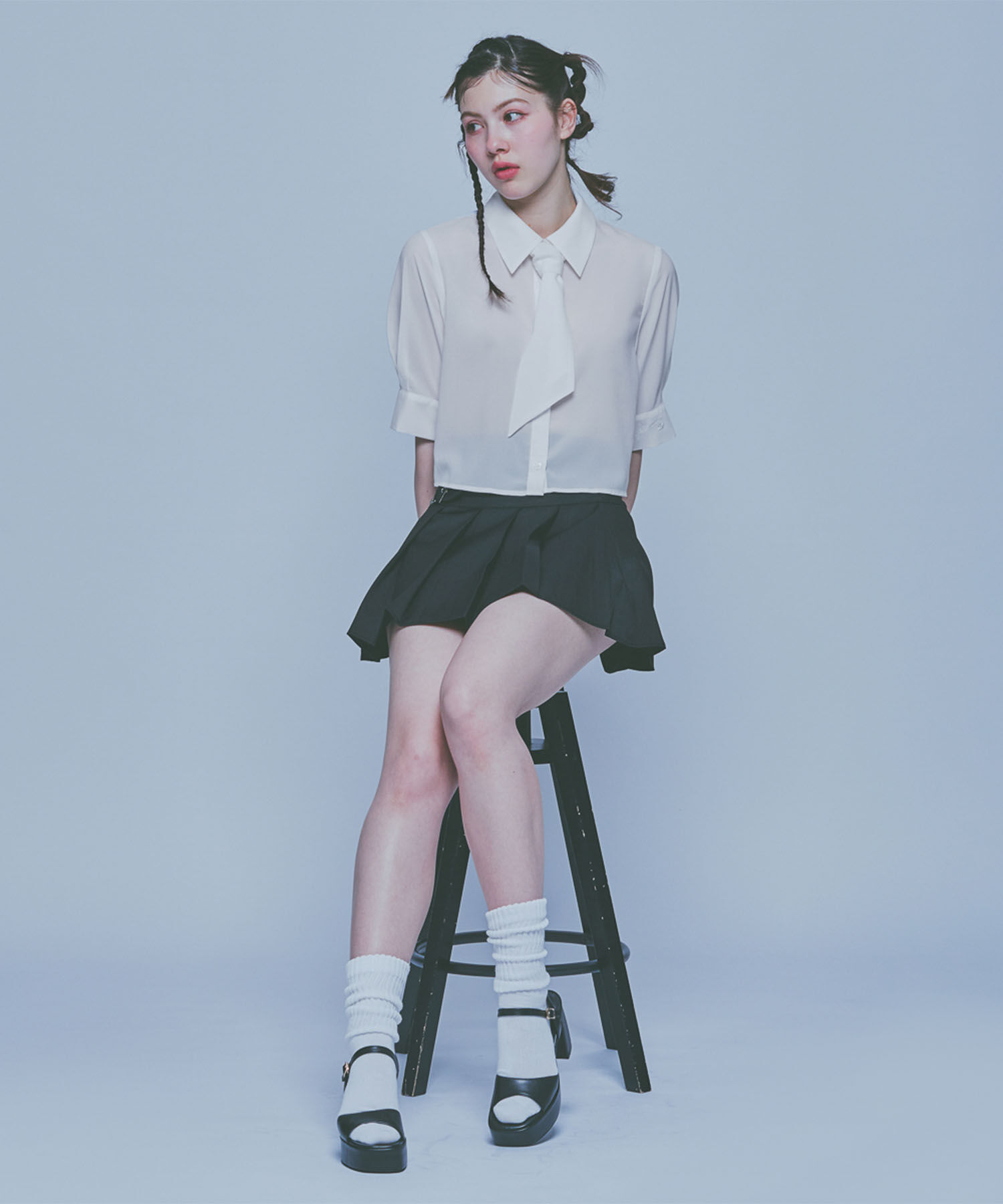 MARY QUANT「スカーフ付きクロップド ブラウス」|シャツ・ブラウス|