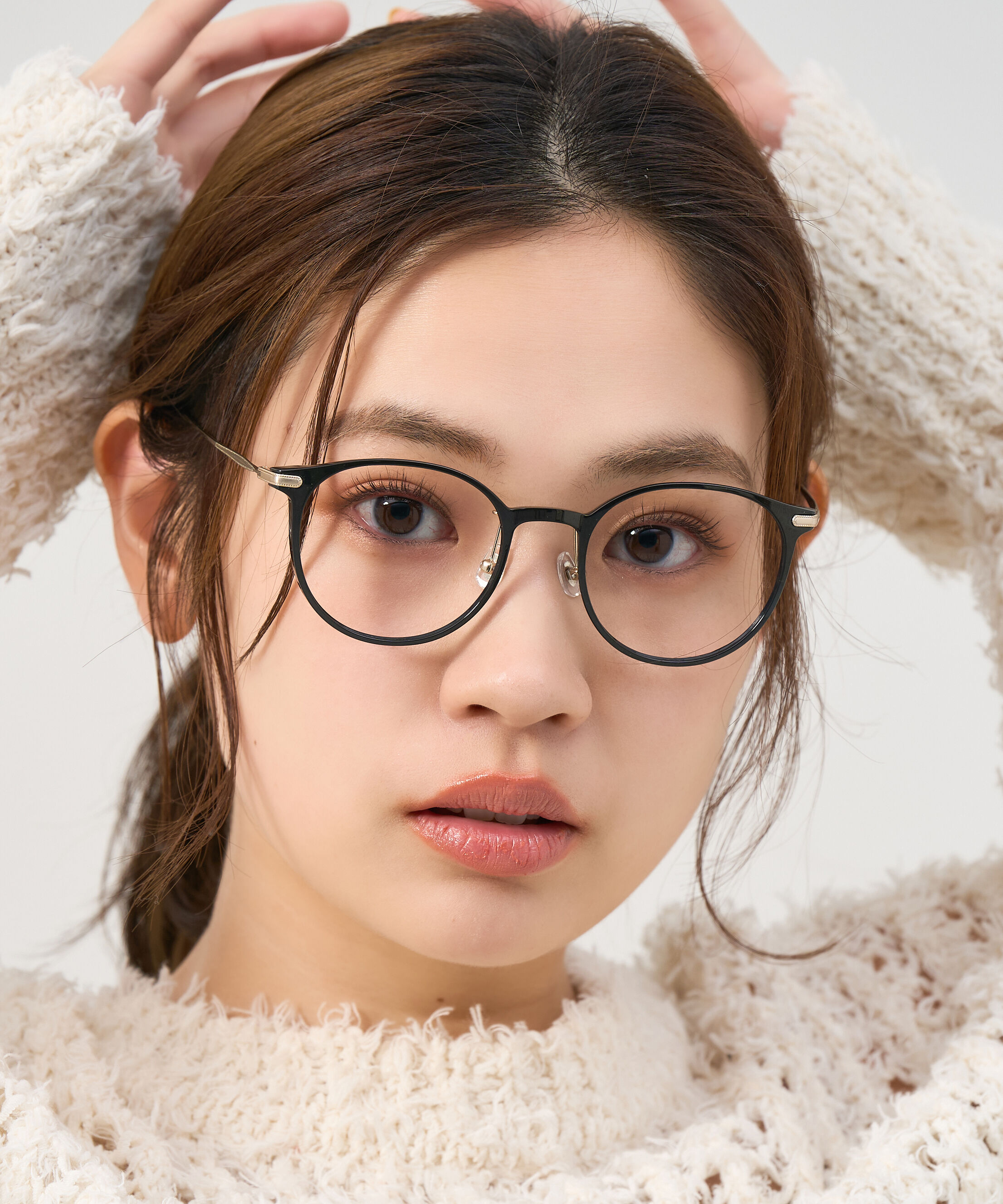  「ボストン型 軽量 メガネ｜ 軽量素材&times;チタン 大人可愛いメガネフレーム レンズ交換券付き」|メガネ|ブラック
