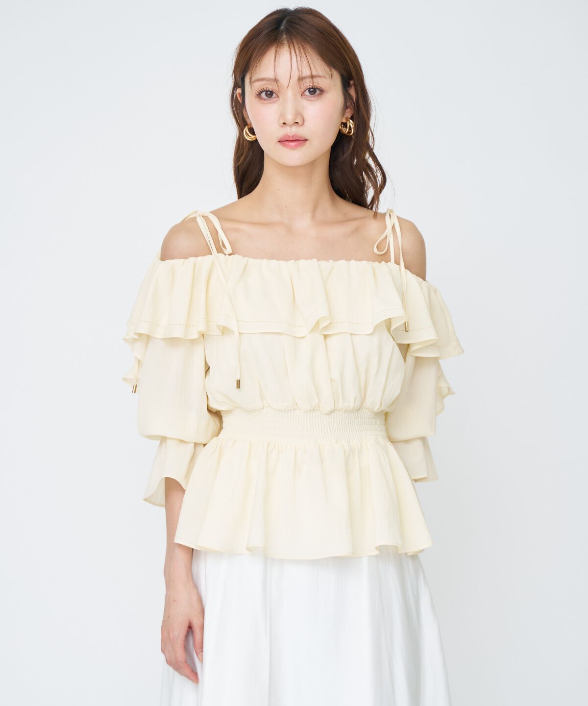 アンドクチュール「オフショルフリルブラウス」|シャツ・ブラウス|