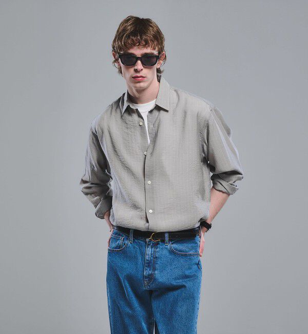 UNITED ARROWS green label relaxing「フィブリル ストライプ柄 長袖 ボックス シャツ」|シャツ・ブラウス|LT.GRAY