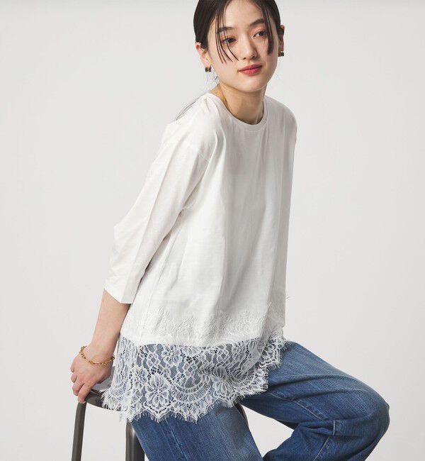 UNITED ARROWS green label relaxing「スソ レース プルオーバー カットソー」|Tシャツ・カットソー|OFF WHITE