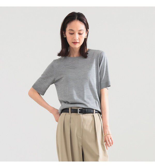 Demi-Luxe BEAMS 「シルク ハーフスリーブ プルオーバー」|ニット・セーター|GREY