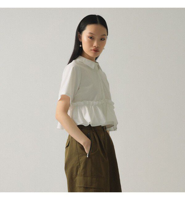Ray BEAMS 「裾フリル ショート シャツ」|シャツ・ブラウス|WHITE