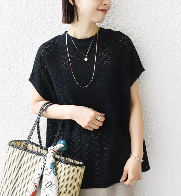 SHIPS for women「《一部追加予約》【WEB限定】〈手洗い可能〉アイレット クルーネック プルオーバー」|Tシャツ・カットソー|