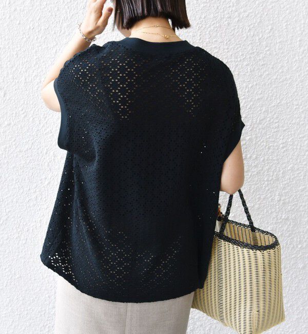 SHIPS for women「《一部追加予約》【WEB限定】〈手洗い可能〉アイレット クルーネック プルオーバー」|Tシャツ・カットソー|
