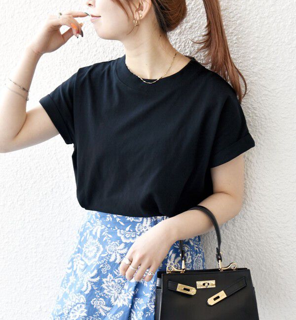 SHIPS any「《一部追加予約》SHIPS any:〈抗菌防臭/洗濯機可能〉USAコットン フレンチスリーブ TEE」|Tシャツ・カットソー|ブラック