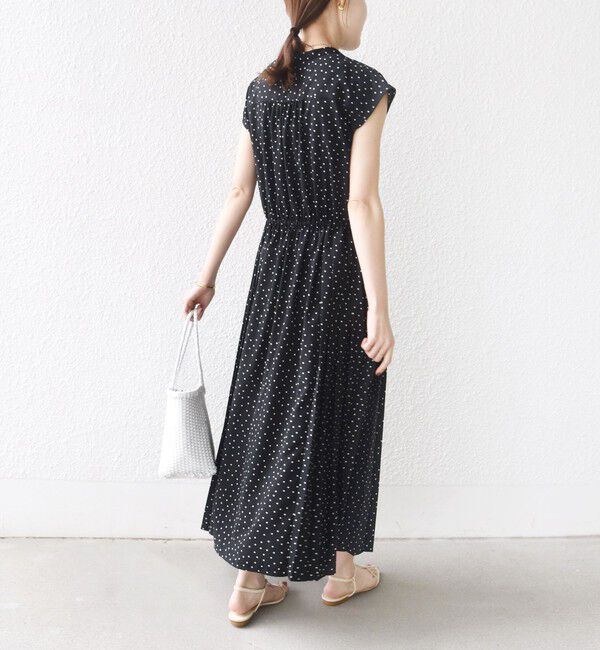 SHIPS for women「《一部予約》【WEB限定】〈洗濯機可能〉ドット 花柄 サイド プリーツ フレンチスリーブ ワンピース」|ワンピース|