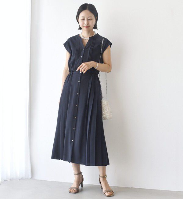 SHIPS for women「《一部予約》【WEB限定】〈洗濯機可能〉ドット 花柄 サイド プリーツ フレンチスリーブ ワンピース」|ワンピース|