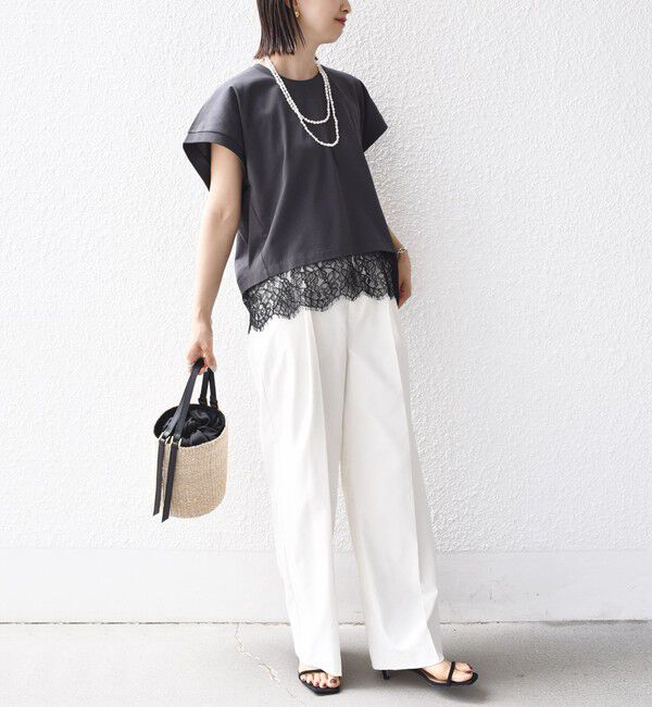 SHIPS for women「【WEB限定】〈手洗い可能〉裾 レース コンビ プルオーバー」|Tシャツ・カットソー|