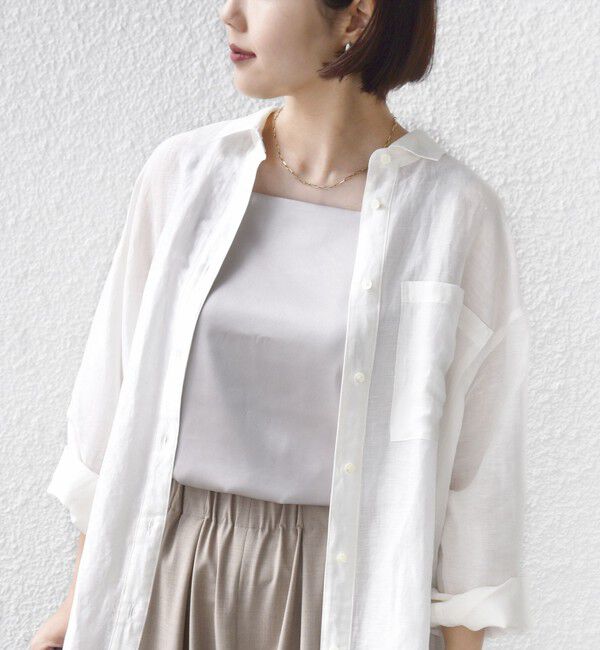 SHIPS for women「《一部予約》〈手洗い可能〉2WAY サテン &times; カットソー スクエア タンクトップ」|タンクトップ|