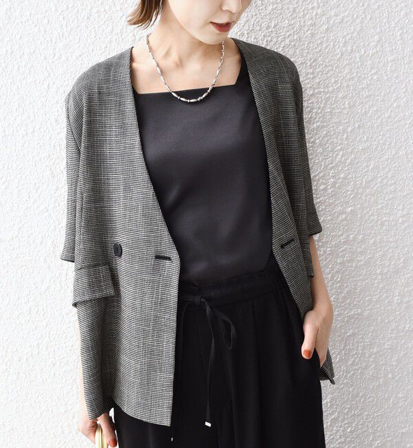SHIPS for women「《一部予約》〈手洗い可能〉2WAY サテン &times; カットソー スクエア タンクトップ」|タンクトップ|