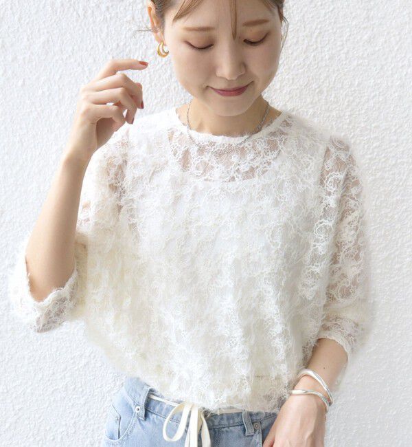 SHIPS for women「《追加予約》【WEB限定】〈手洗い可能〉チュール フェザー レース 羽織」|シャツ・ブラウス|